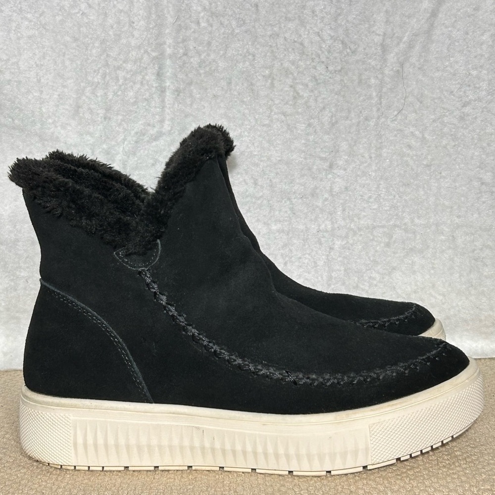Serra Womens Black Suede Faux Fur Lined Side Zip Ankle Booties Shoes SZ US 8